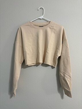 naked wardrobe Cropped Crew Sweatshirt - Beige